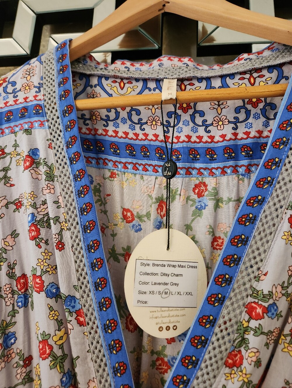 Tulle and Batiste Blue Floral Maxi Wrap Dress - Picture 9 of 11